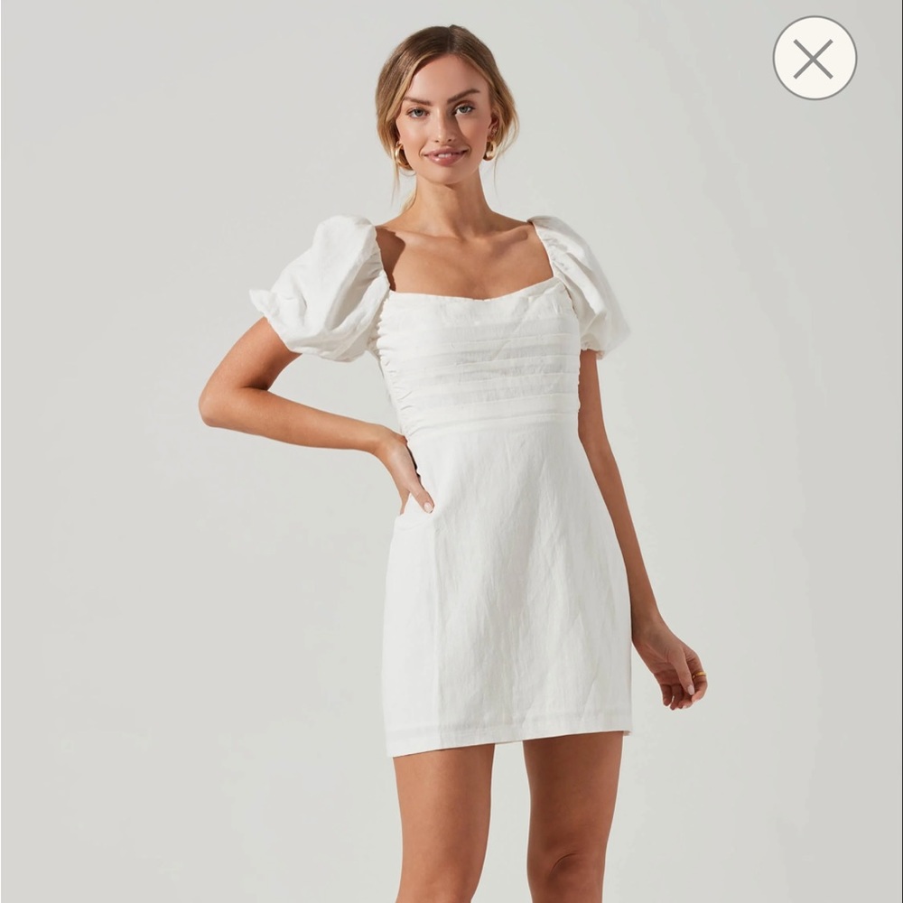 ASTR Linen Pleat Front Mini Dress - Ivory - Size M